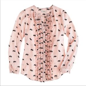 J. Crew Collection Silk Skunk Ruffle Blouse